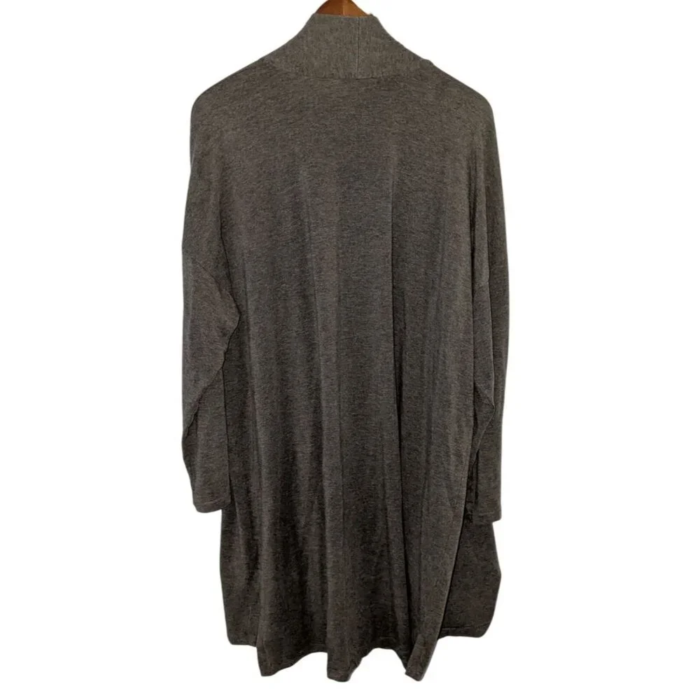 Eileen Fisher Womens Charcoal Gray Open Front Cardigan Pockets XL Relaxed Fit Li - Picture 2 of 11
